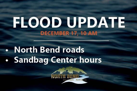 Water, with text describing a flood update