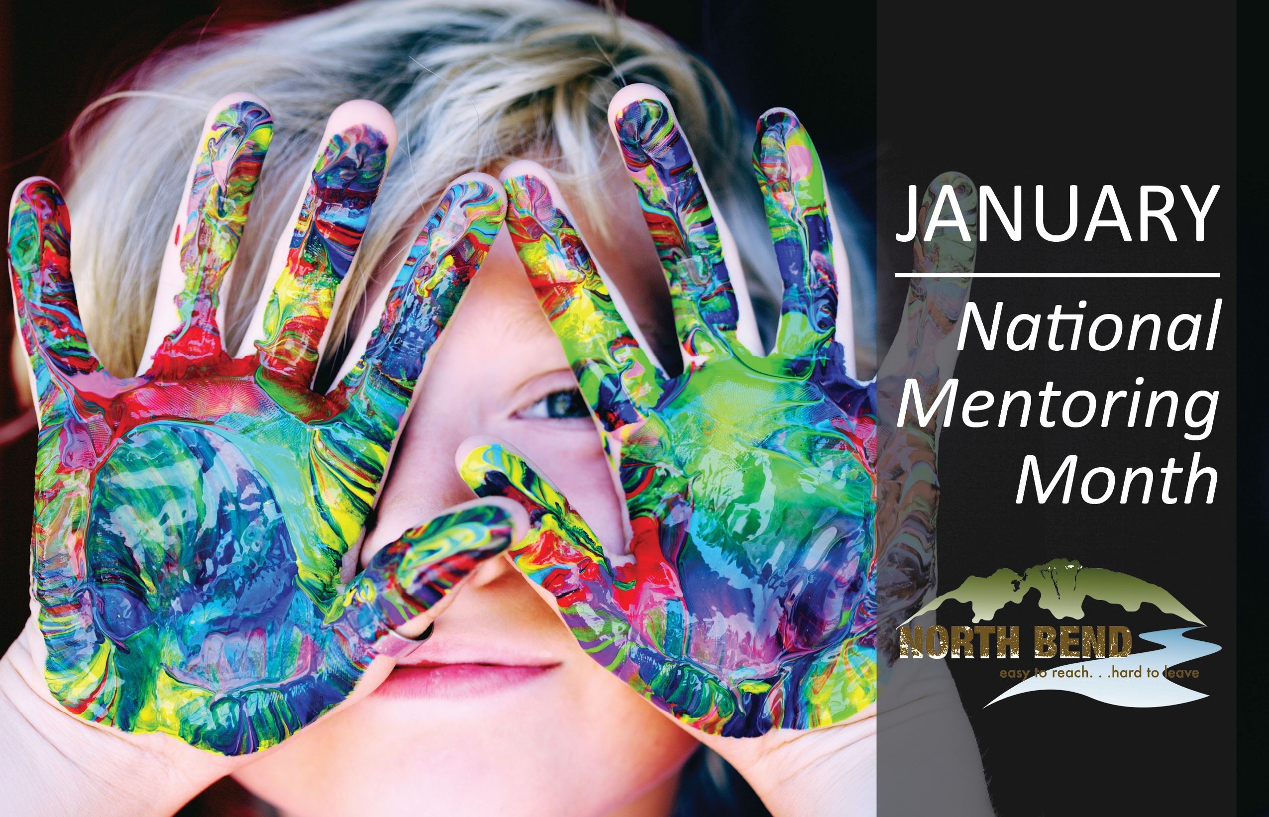 Child with paint on hands, National Mentoring Month Proclamation