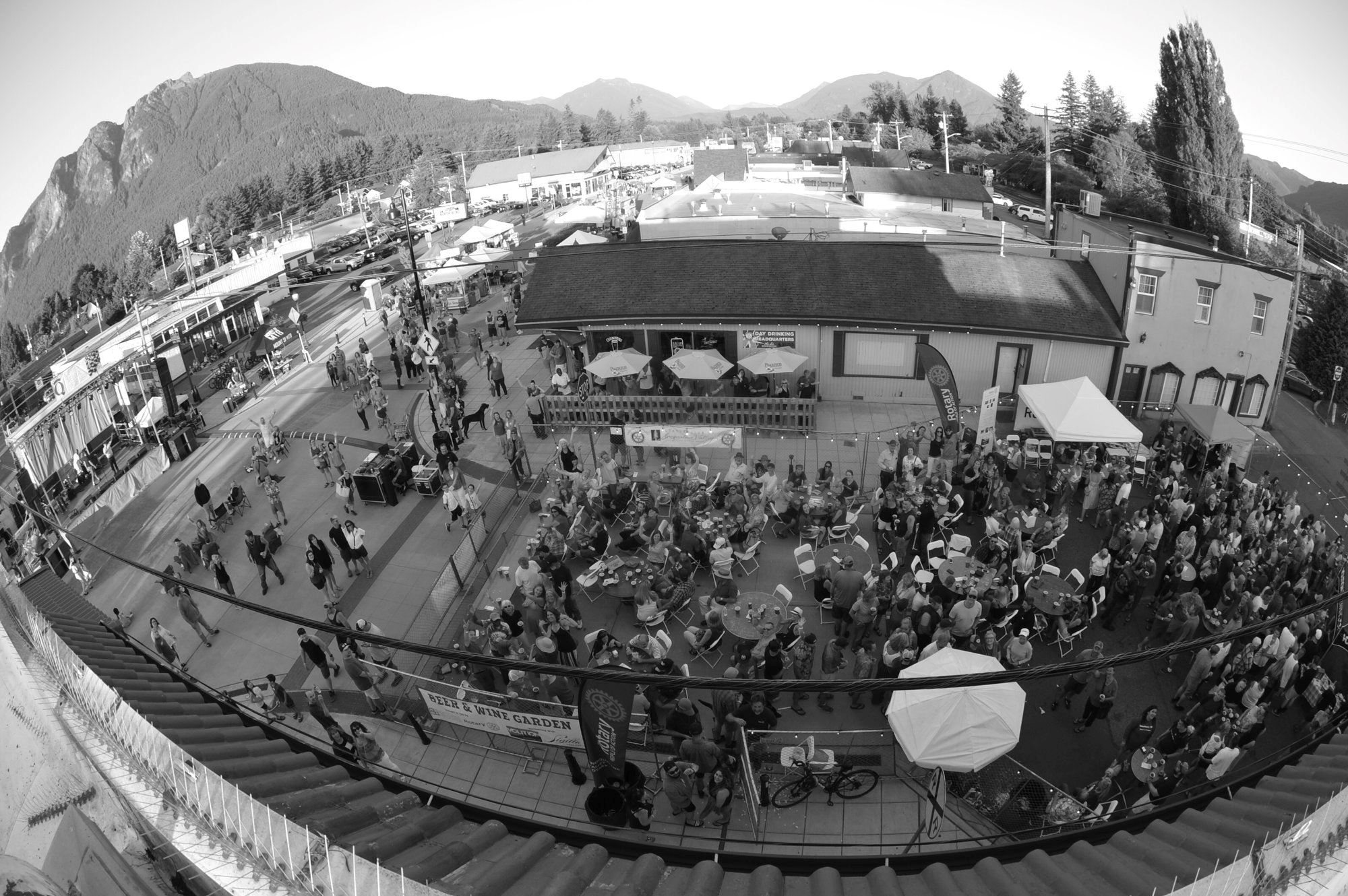 Aerial black and white