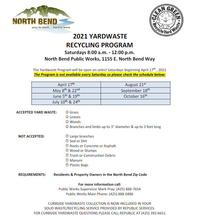 2021 yard waste dates