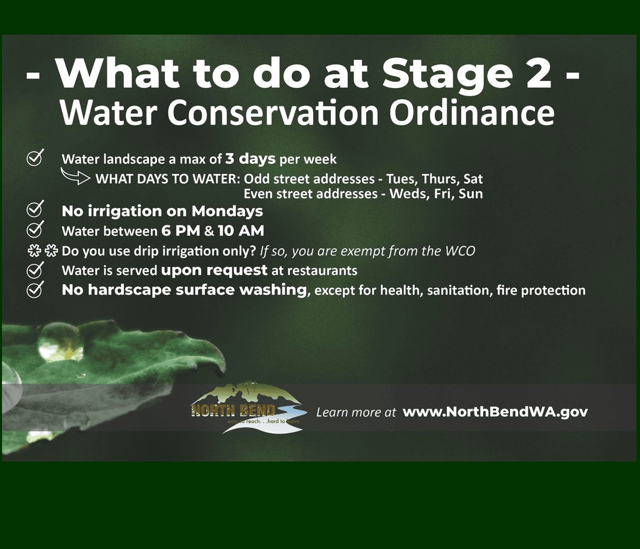 Stage 2, Water Conservation Ordinance