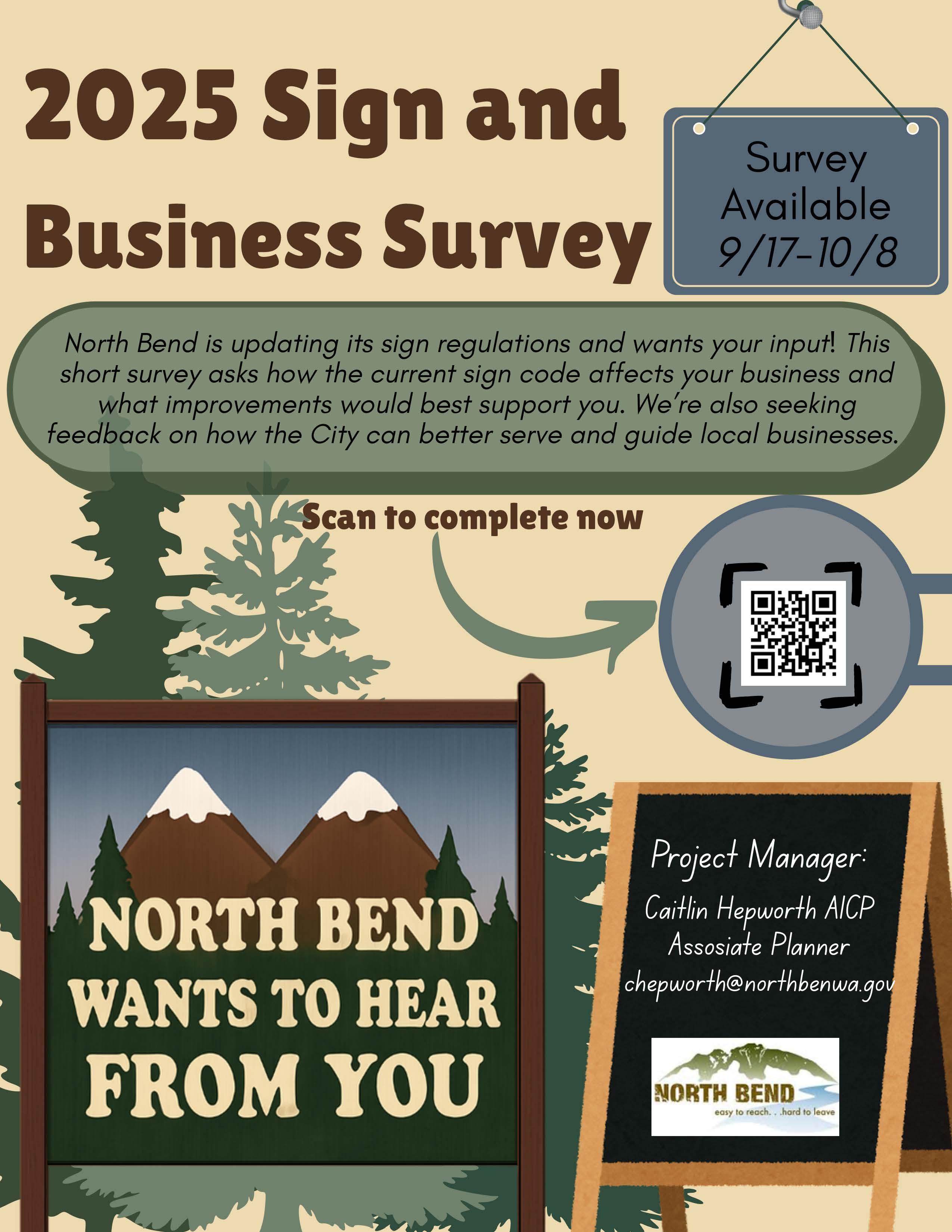 North Bend Business and Sign Code Survey Flyer